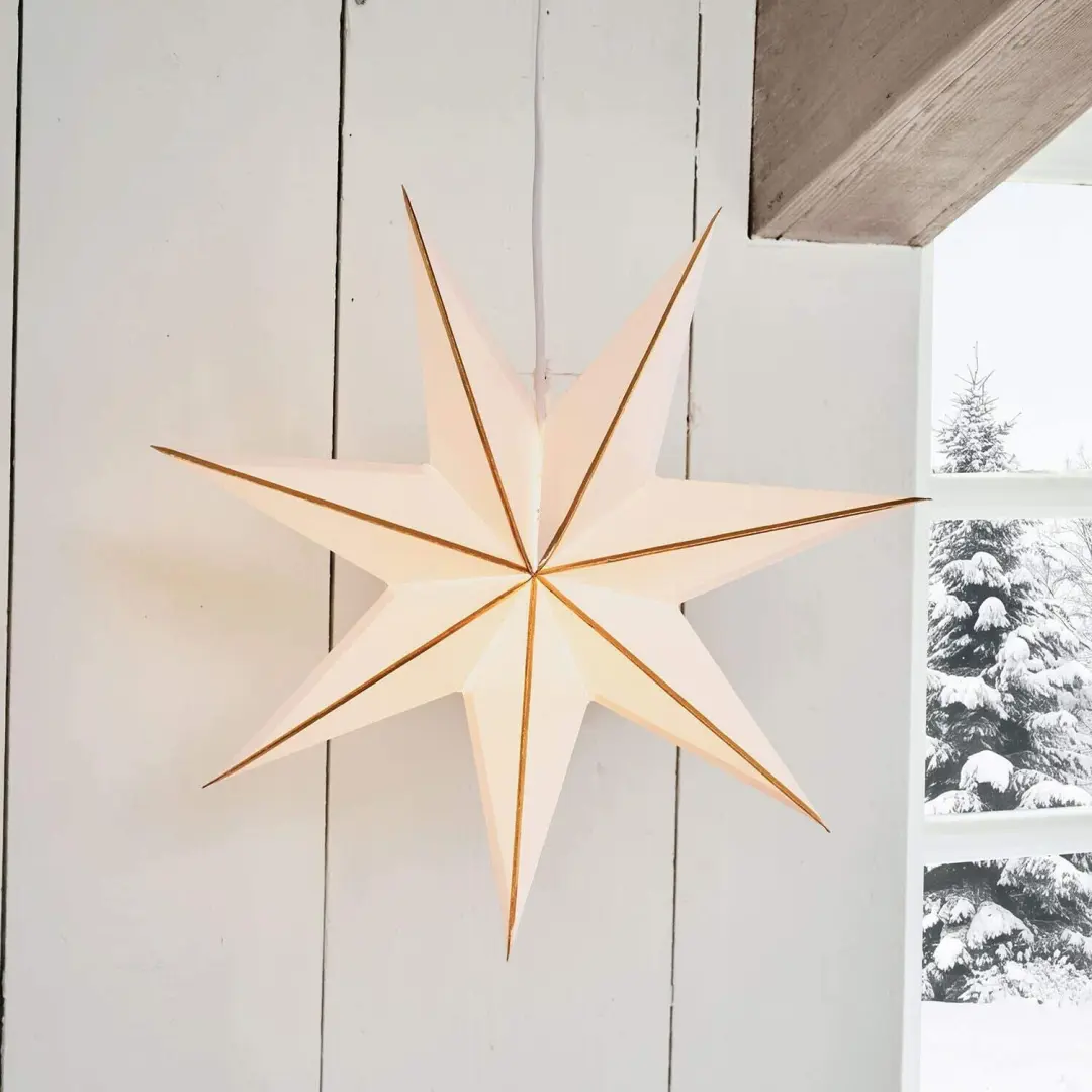 Loberon Stardomen Papieren Ster met Verlichting - Wit/Goud - afbeelding 4 van 6
