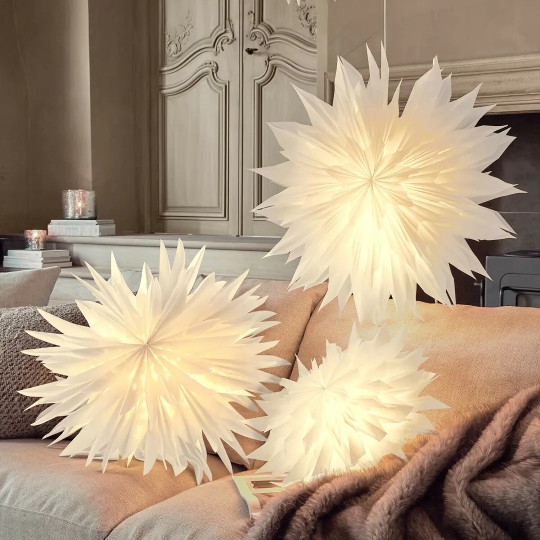Loberon Ylmera Papieren Ster - Warm Wit Licht - Crème - afbeelding 4 van 6