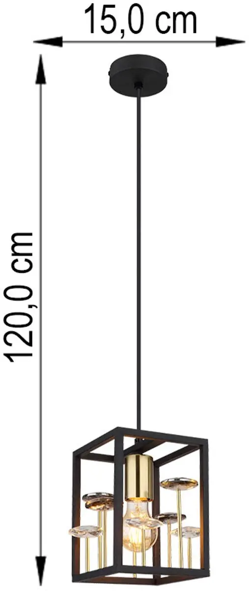 Globo Lisbon 15644H Hanglamp E27 - Zwart - afbeelding 4 van 6