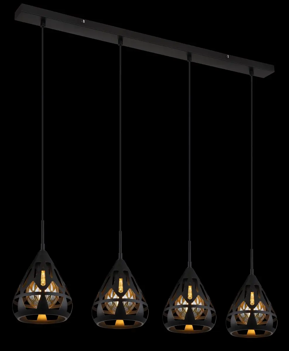 Globo Hassan 15889-4H Hanglamp - 4 Lichtpunten - Zwart - afbeelding 4 van 5