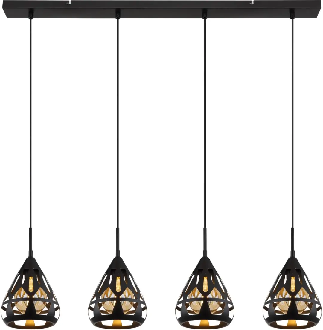 Globo Hassan 15889-4H Hanglamp - 4 Lichtpunten - Zwart - afbeelding 3 van 5