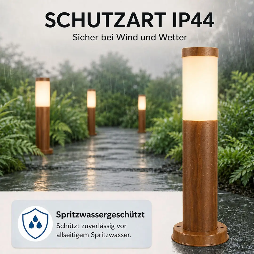 Staande padlampen buiten roestvrijstalen vloerlamp tuinterraslamp, houtlook opaa