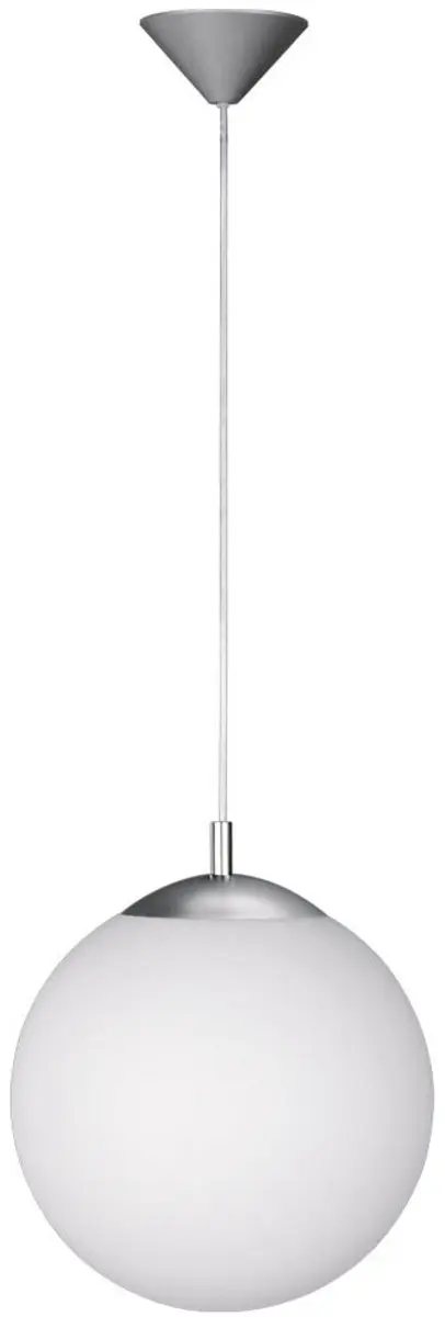 Hanglamp Eetkamerlamp Woonkamerlamp, metaal glas nikkel mat opaal, 1x E27 fittin
