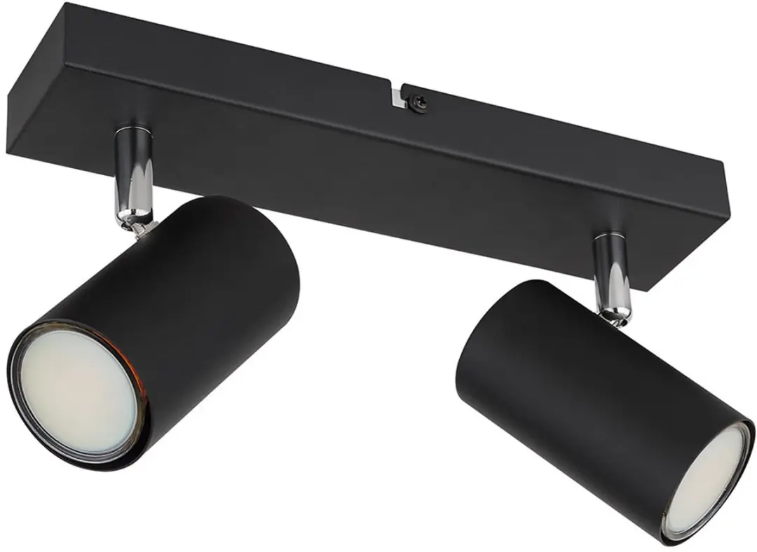 Plafondlamp spot 2 vlammen plafondlamp zwart eetkamer met zwenkbare spots, metaa