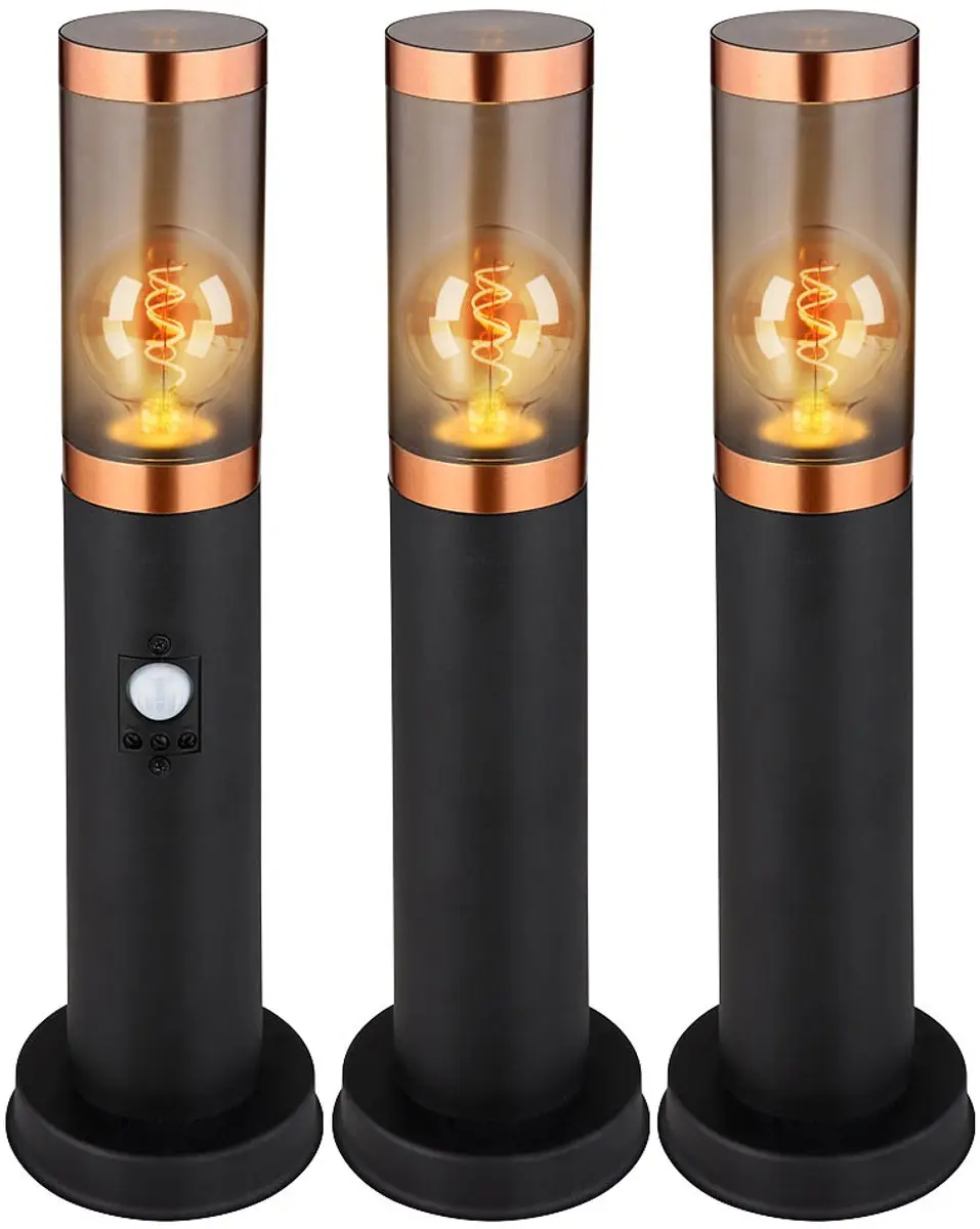 Staande lamp vloerlamp buitenverlichting rook koper buiten met bewegingsmelder t