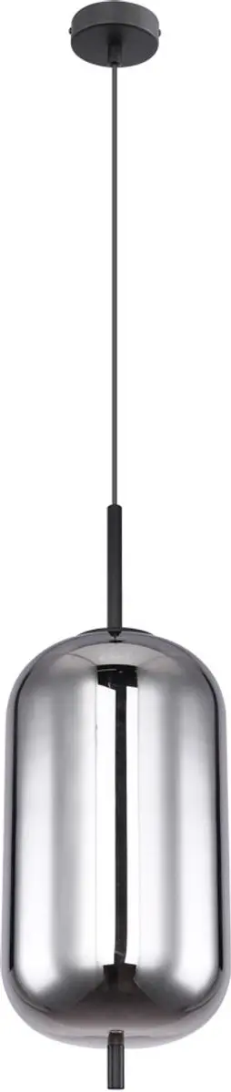 Hanglamp Hanglamp Eetkamerlamp, metaal zwart gerookt glas, 1x E27 fitting, DxH 2