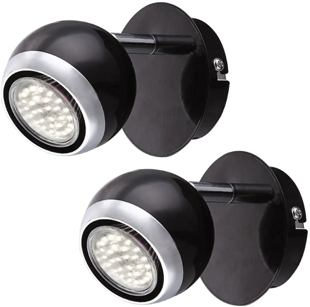 Wandlamp metaal chroom wandspot verstelbare LED spot, beweegbare spot, zwarte ri
