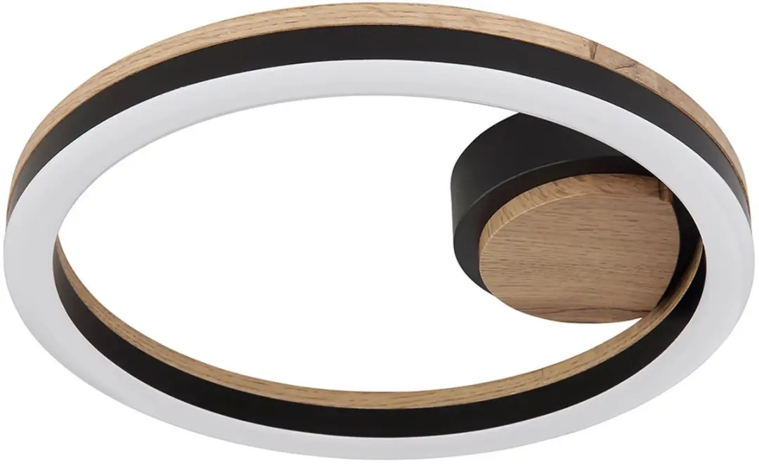 Plafondlamp LED woonkamerlamp Ganglamp, metaal zwart houtlook MDF kunststof opaa