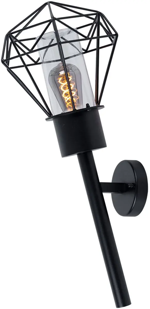 Buitenlamp wandlamp IP44 tuinlamp fakkel zwart vintage wandlamp, ruitvormige loo
