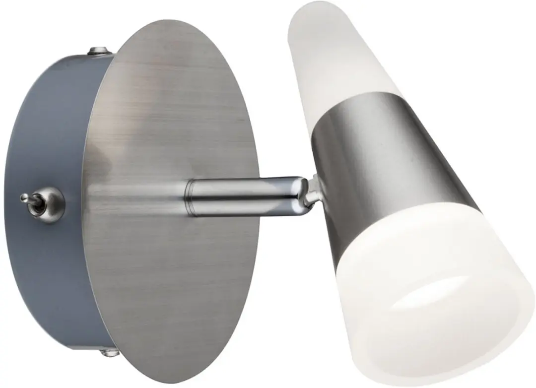 Wandlamp Wandspot Spot light Nachtlamp, beweegbare spot, metaal satijn nikkel, 1