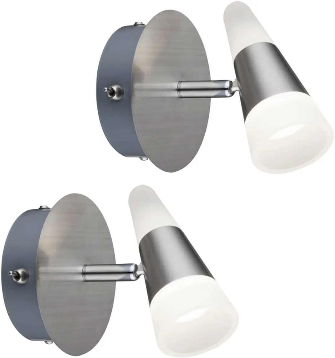 Wandlamp Wandspot Spot light Nachtlamp, beweegbare spot, metaal satijn nikkel, 1
