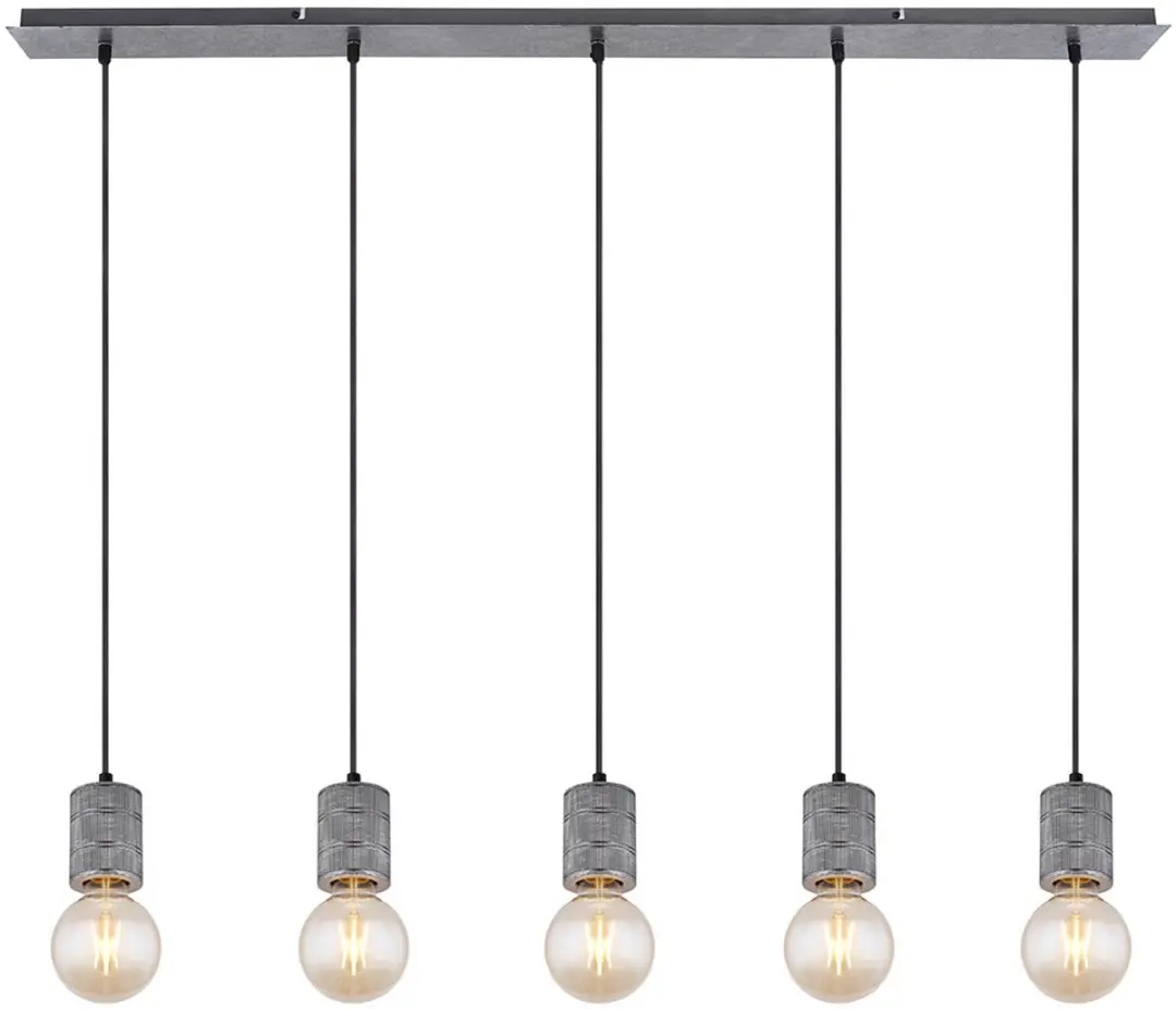 Eetkamerlamp zilver antiek hanglamp in hoogte verstelbaar 5 vlammen, aluminium m