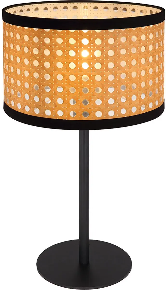 Tafellamp Tafellamp rond bamboelook, woonkamerlamp Bureaulamp Nachtlamp Metaal r