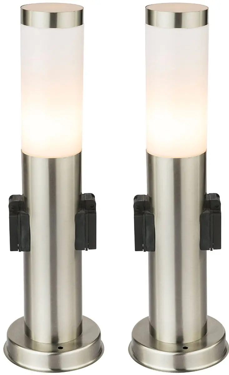 Buiten staande lamp 2x fitting tuinlamp bolderlamp roestvrij staal terraslamp zi