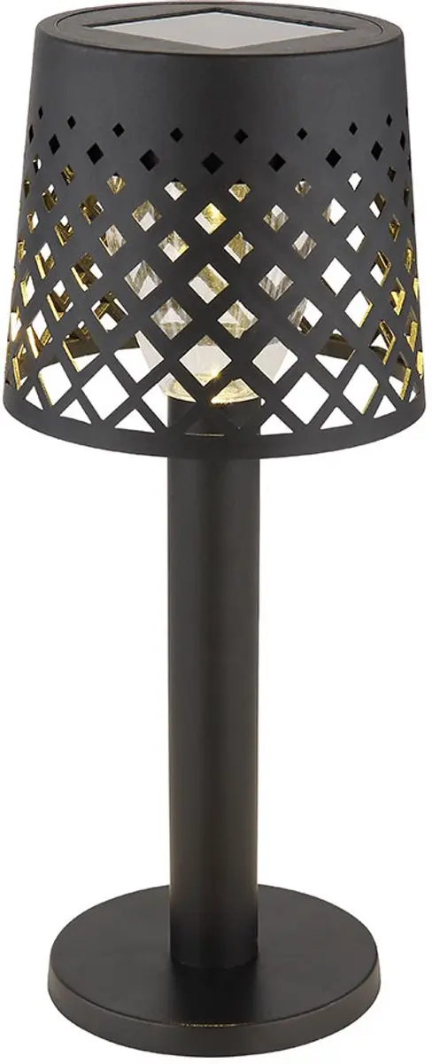 LED solarlamp Tafellamp Buitenlamp Patio lamp Tuinlamp, helder zwart kunststof,