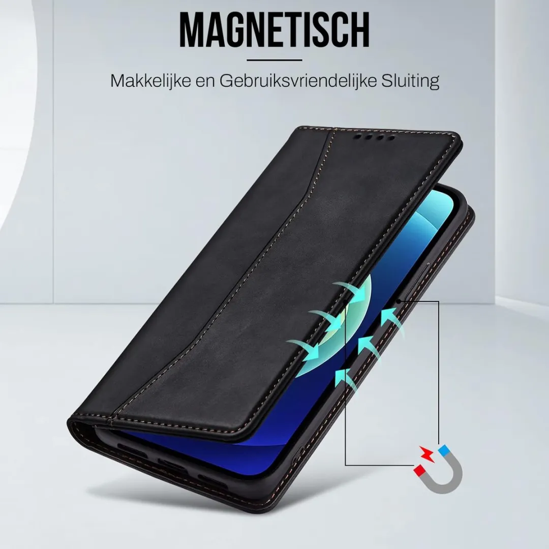 NUVEX iPhone 12 Hoesje met Pasjeshouder - Zwart - 2 Pasjes