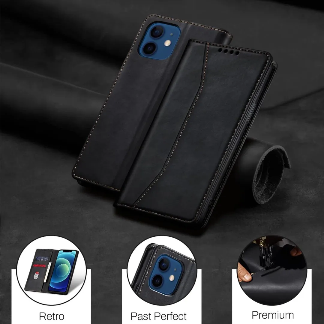 NUVEX iPhone 12 Hoesje met Pasjeshouder - Zwart - 2 Pasjes
