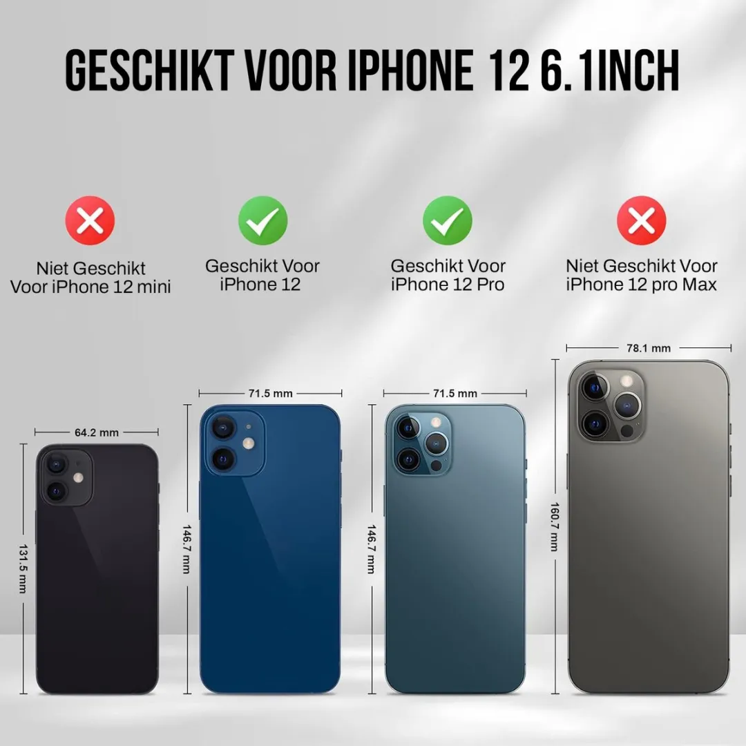 NUVEX iPhone 12 Hoesje met Pasjeshouder - Zwart - 2 Pasjes - afbeelding 6 van 6
