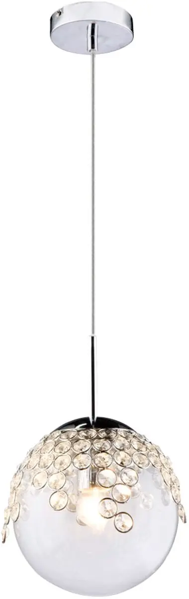 Hanglamp Bollamp Binnenverlichting Gas helder, metaal, chroom, K kristallen, 1x