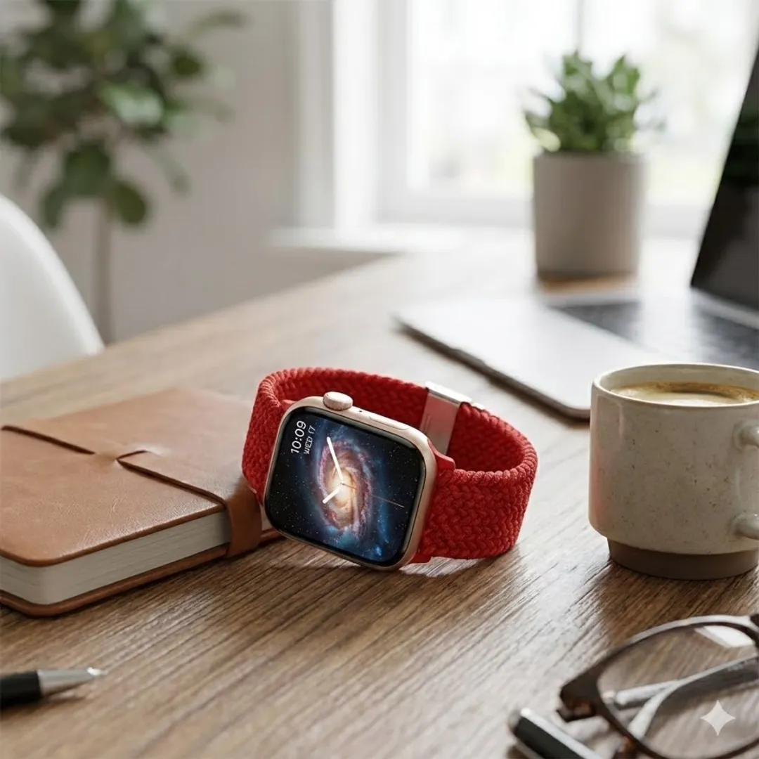 NUVEX Rood Nylon Horlogebandje Apple Watch - One Size