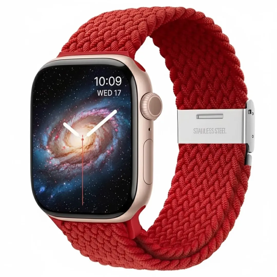NUVEX Rood Nylon Horlogebandje Apple Watch