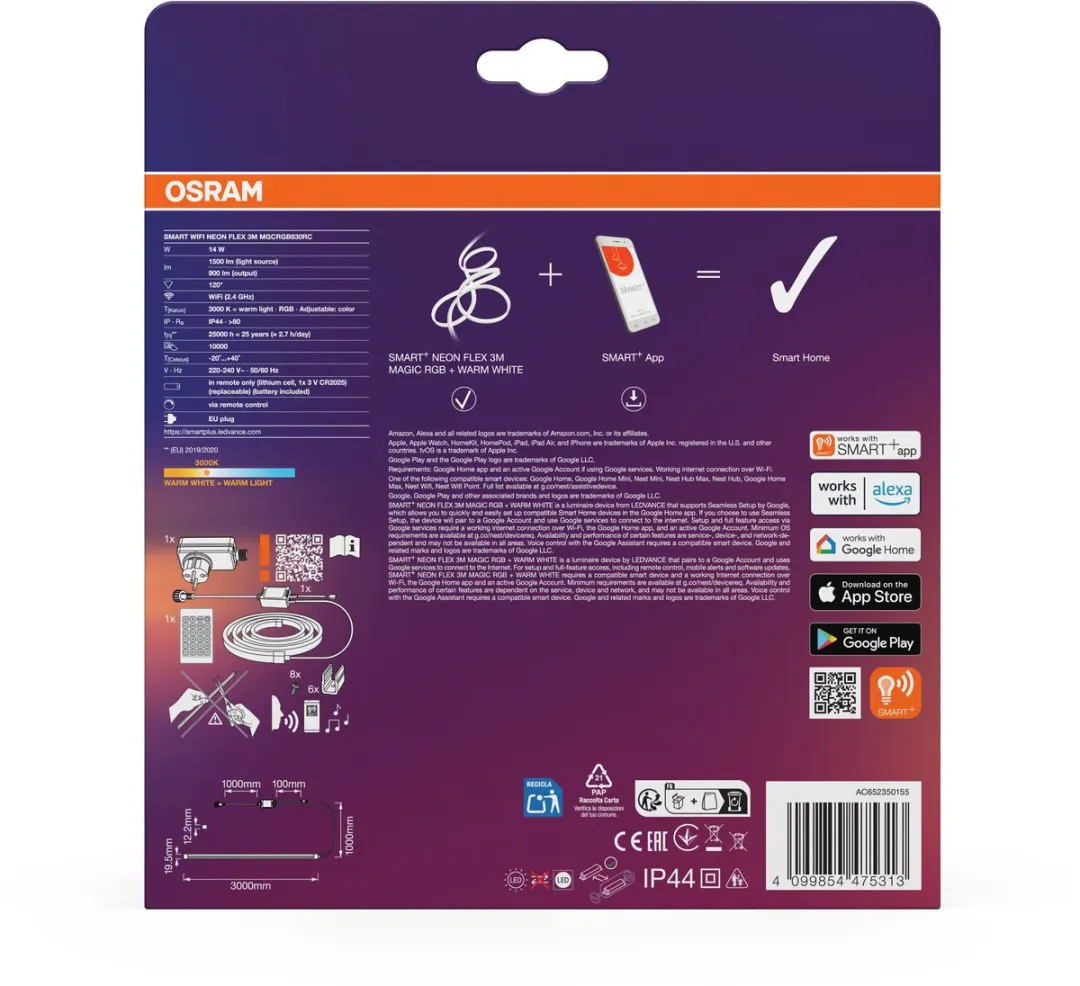 Osram Smart+ Wifi Neon Flex 3M RGBW LED-strips - Wit