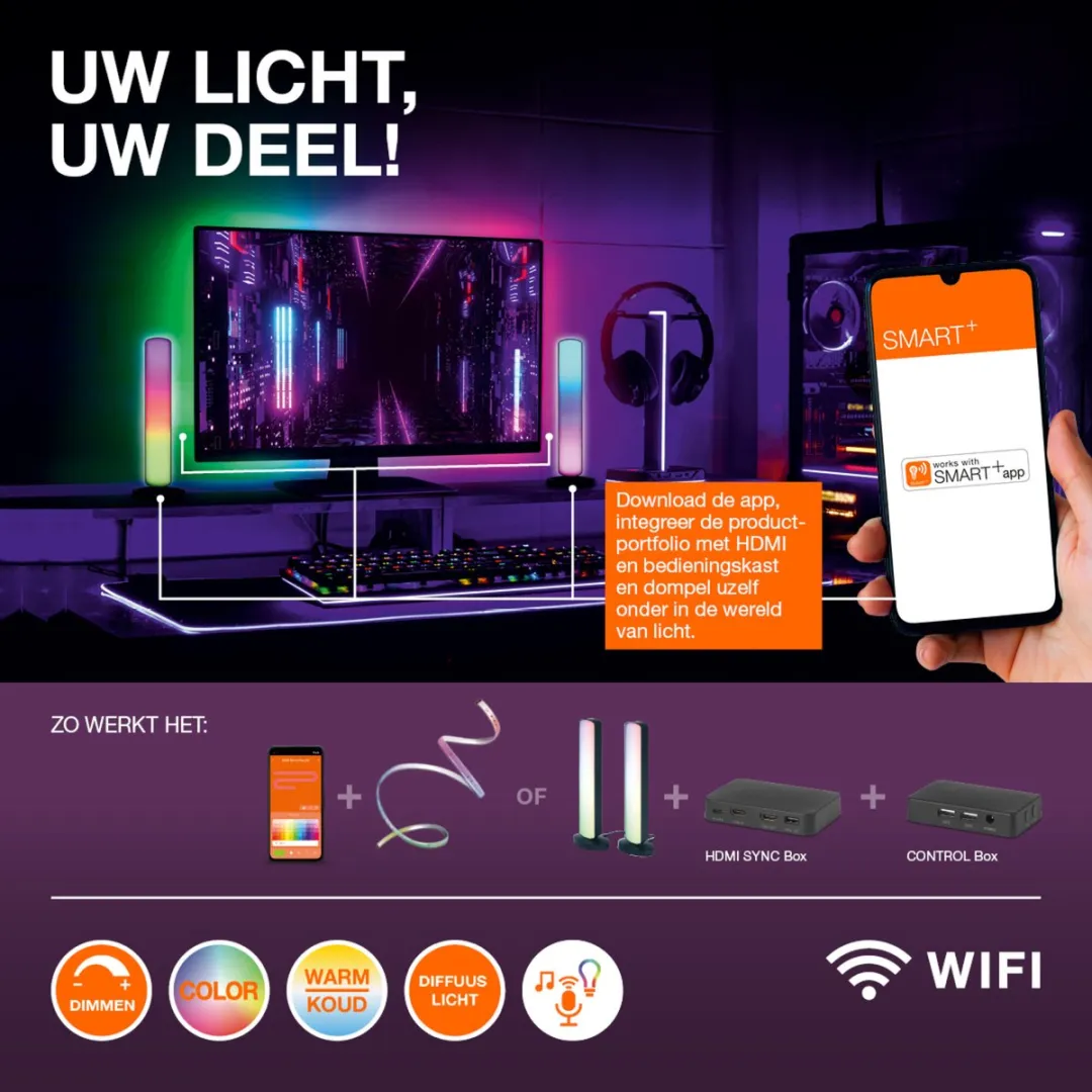 Osram Smart+ Wifi Neon Flex 3M RGBW LED-strips - Wit