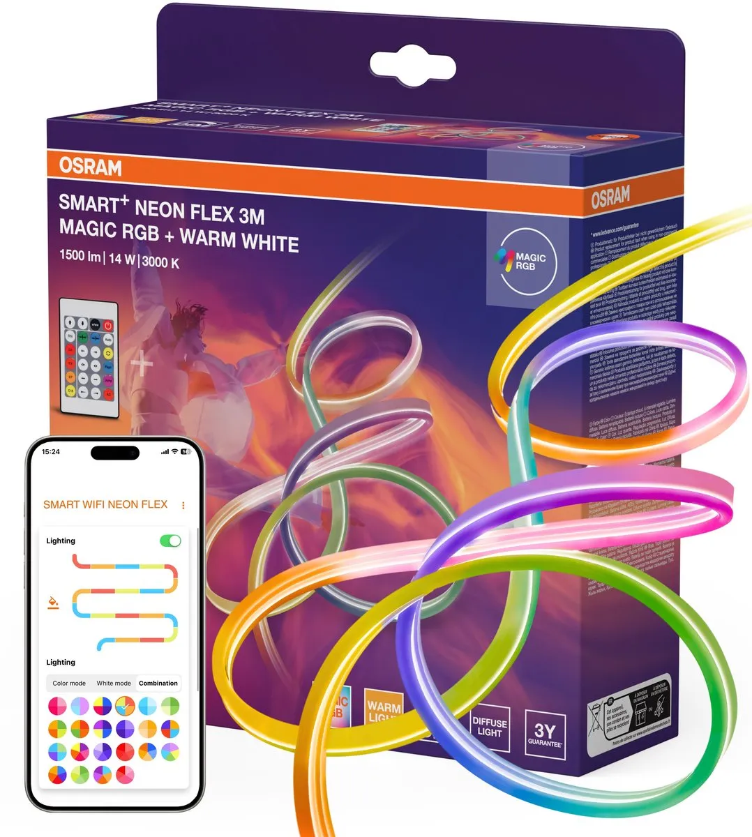 Osram Smart+ Wifi Neon Flex 3M RGBW LED-strips - Wit