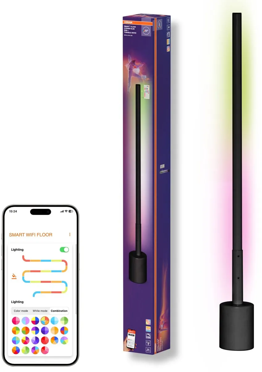 Osram SMART+ WIFI LED Vloerlamp Zwart 8W - 540lm