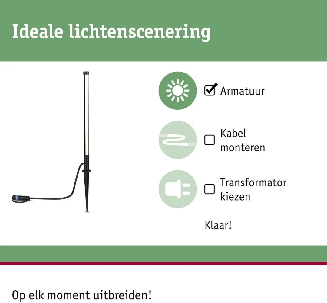 Plug & Shine LED-bolderlamp Pin Enkele lamp IP44 cilindrisch 360mm 3000K 5,5W 180lm 24V Antraciet Aluminium, Kunststof