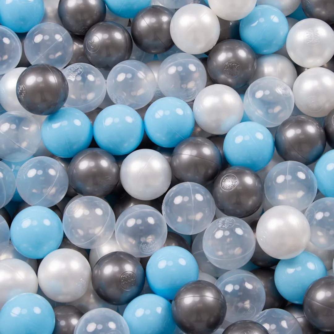 KiddyMoon Kinderballen 200 Stuks ∅7cm - Transparant/Zilver/Parel/Babyblauw