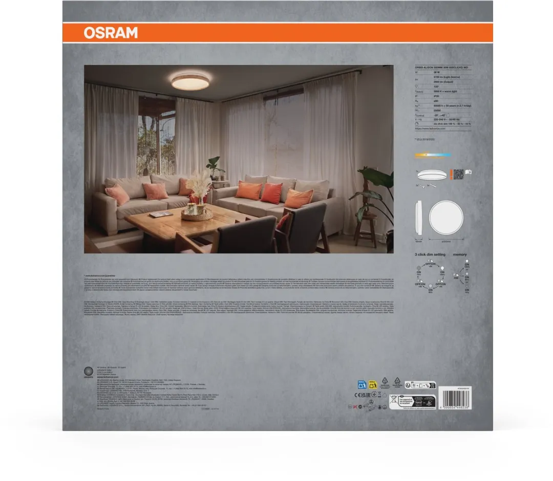 Osram Orbis Alison Wandlamp 36W 2600lm 3000K - Houten decor - afbeelding 6 van 6
