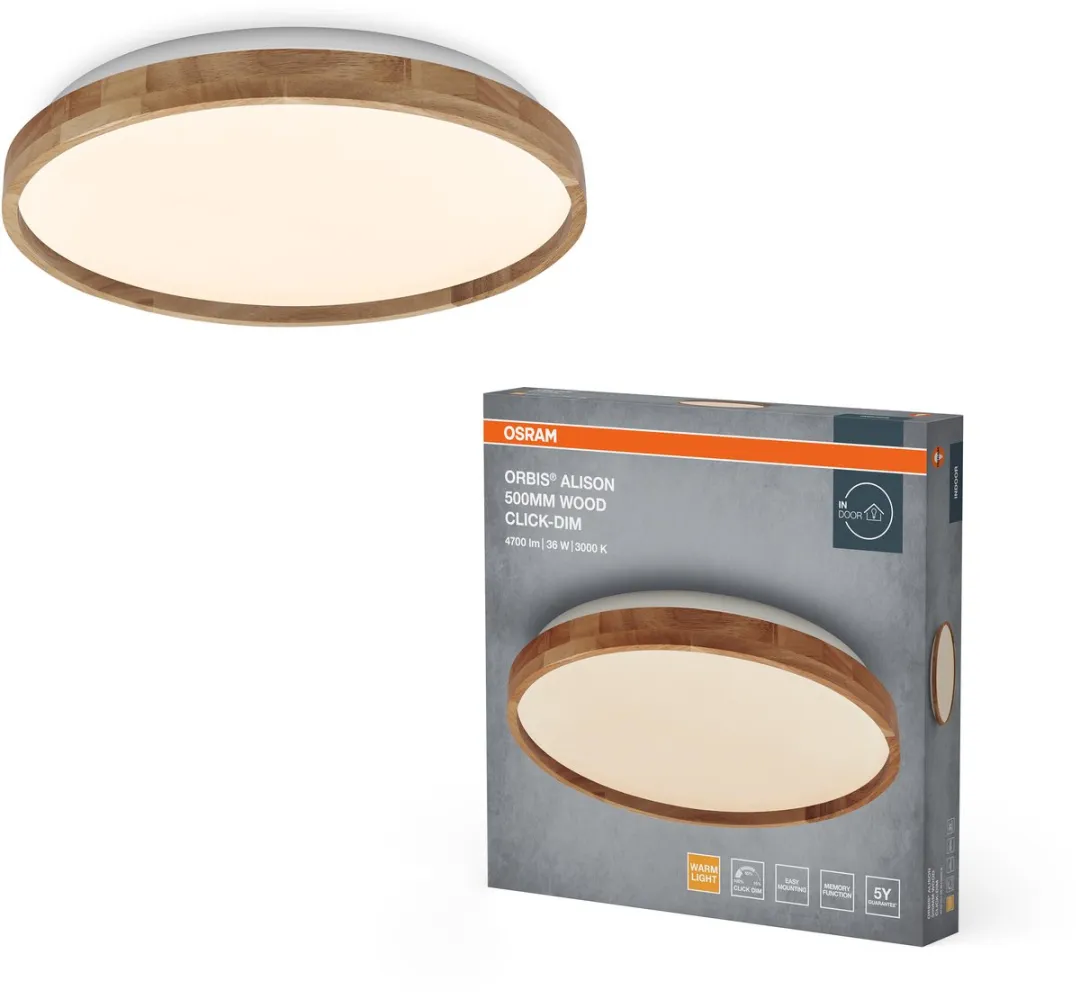 Osram Orbis Alison Wandlamp 36W 2600lm 3000K - Houten decor