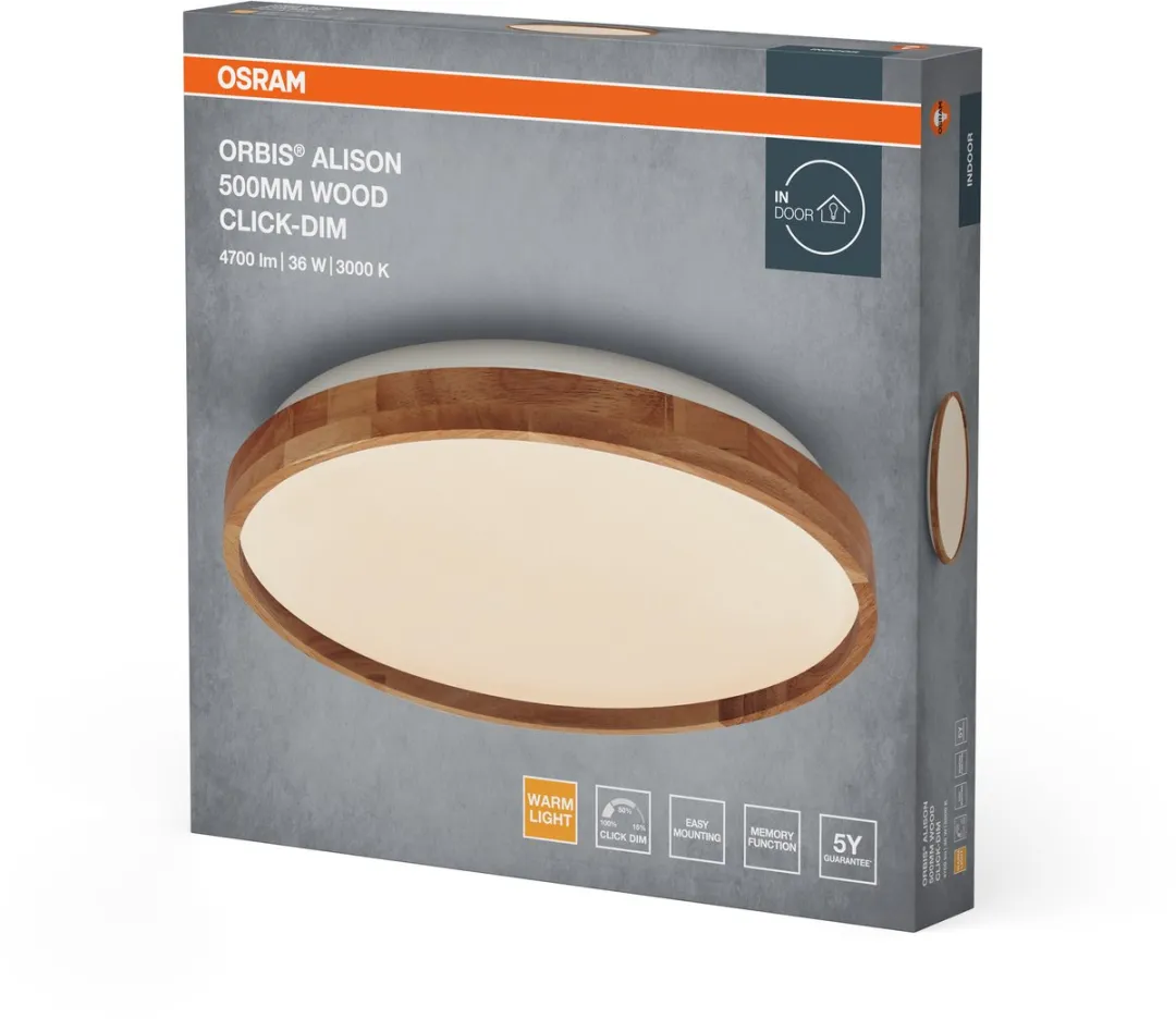 Osram Orbis Alison Wandlamp 36W 2600lm 3000K - Houten decor