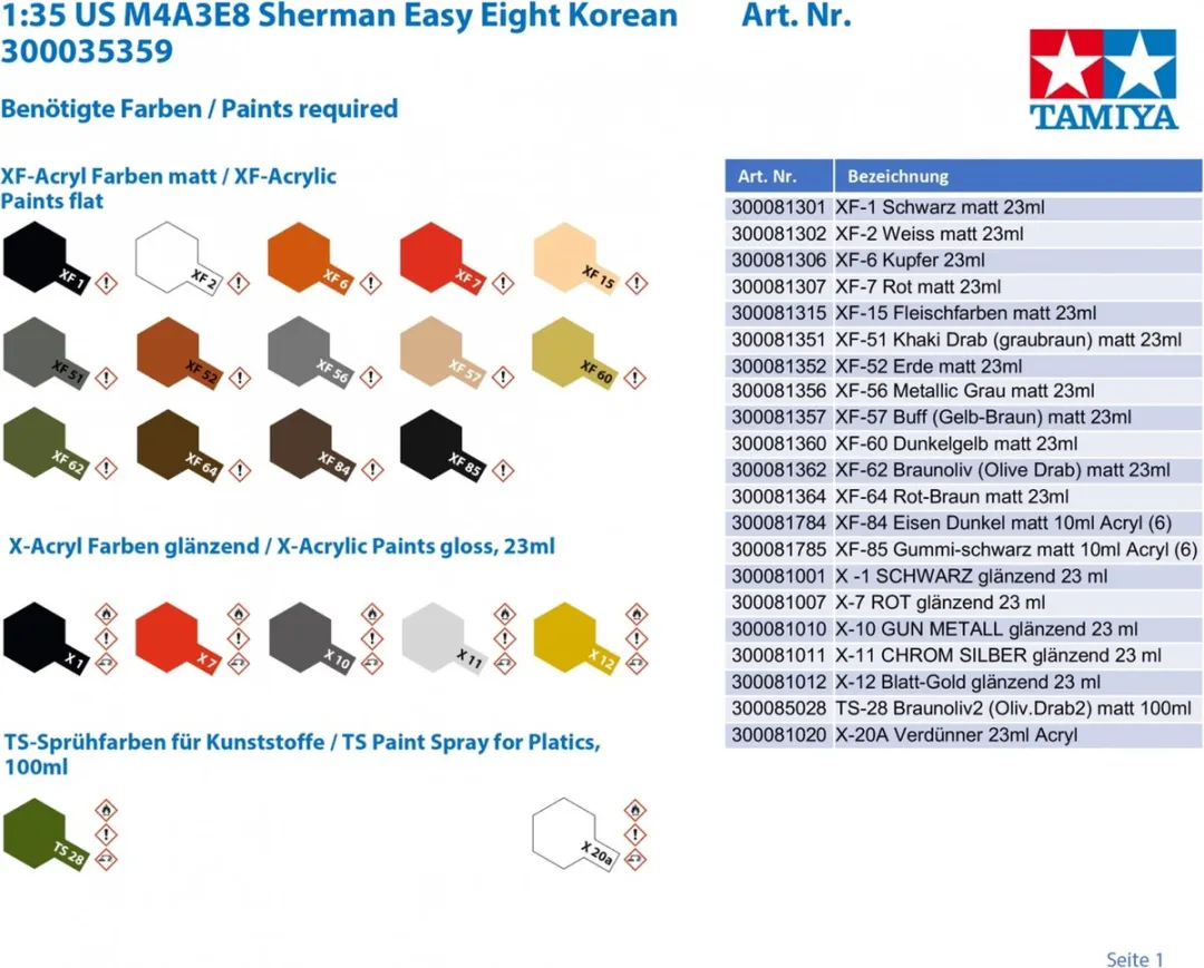 Tamiya Easy Eight Korean War Tank 35359 Modelbouwpakket 1:35 - Multi