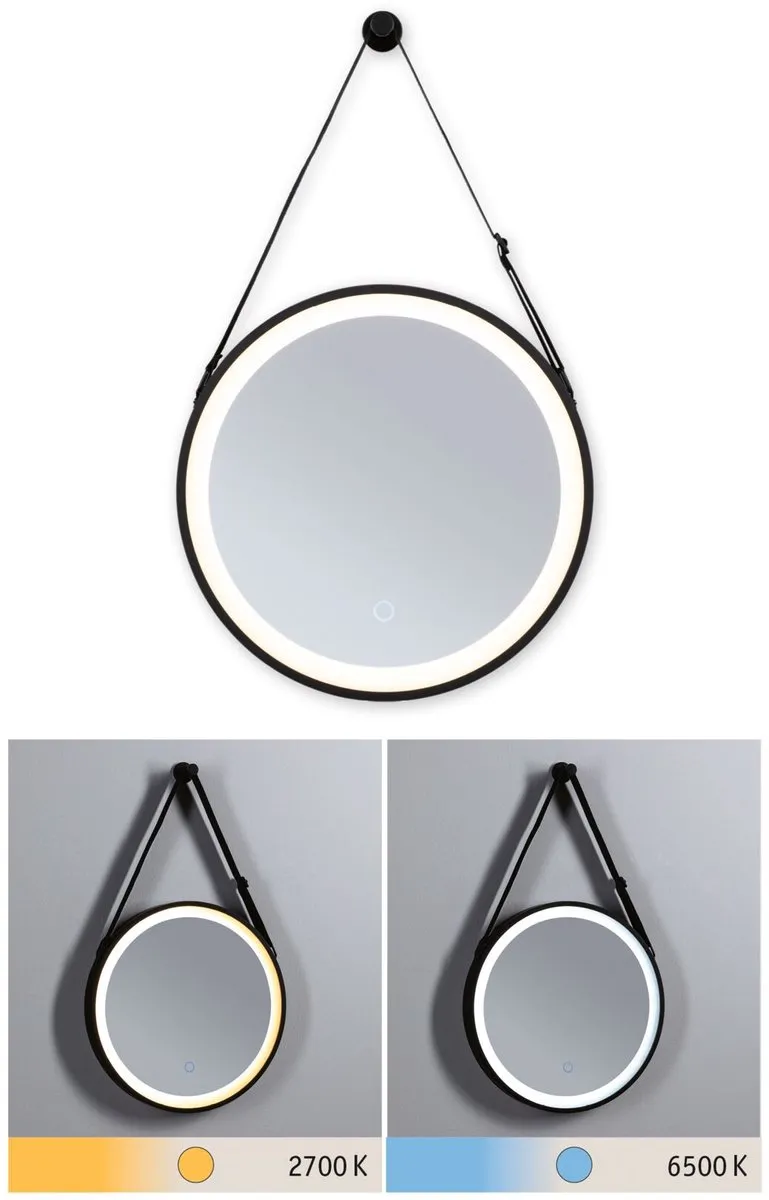 Paulmann LED-verlichte Spiegel Miro IP44 Tunable White 40cm - Zwart mat