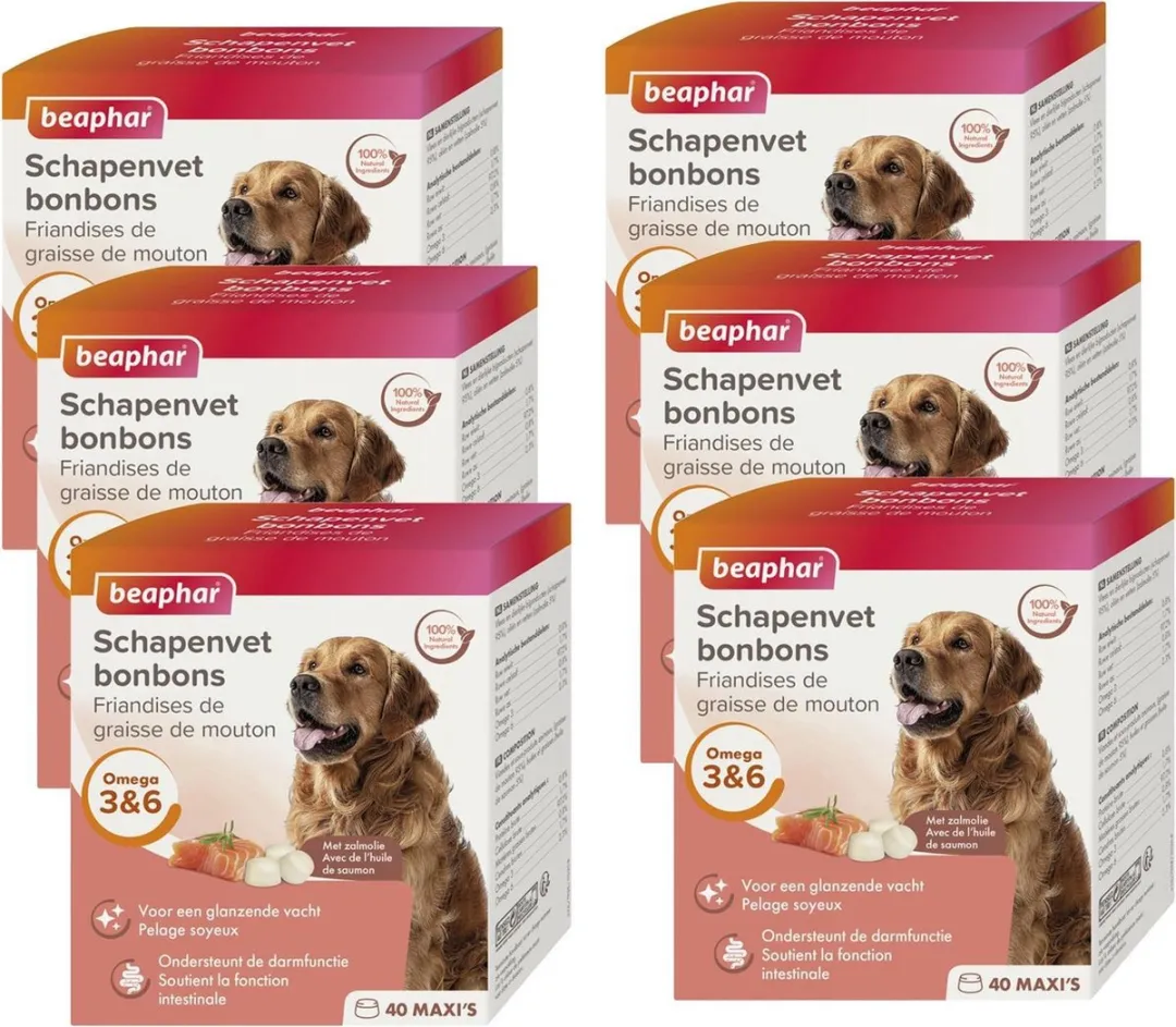 Beaphar Schapenvetbonbons Zalm - 245g - 6 Stuks