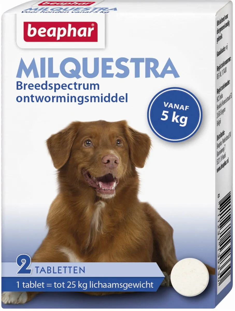 Beaphar Milquestra Ontworming Tabletten Hond 5-50 kg - 2 Stuks