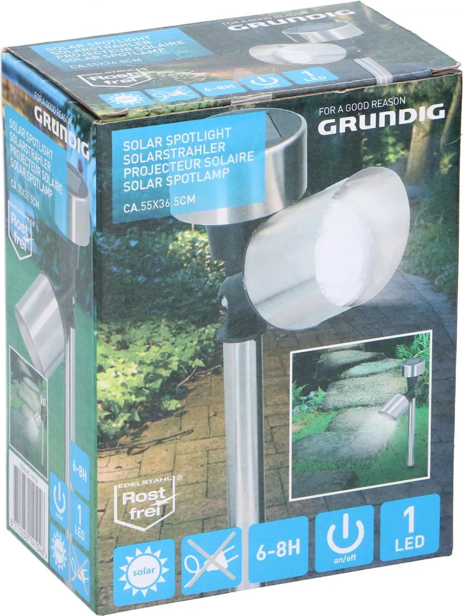 Grundig Tuinlamp Op Zonne-energie Ø10cm Zilvergrijs - afbeelding 2 van 2