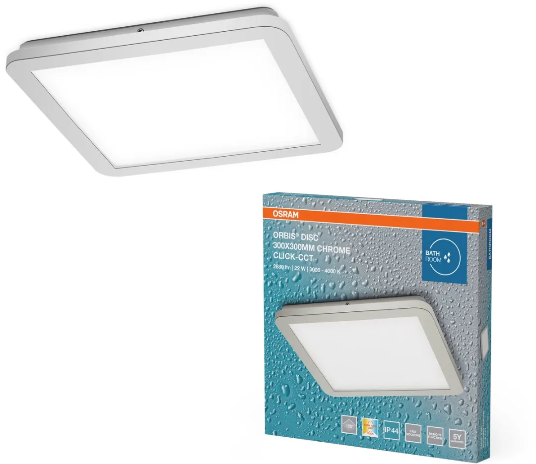 Osram Orbis Disc Wandlamp 22W 1800lm Click CCT - Chroom