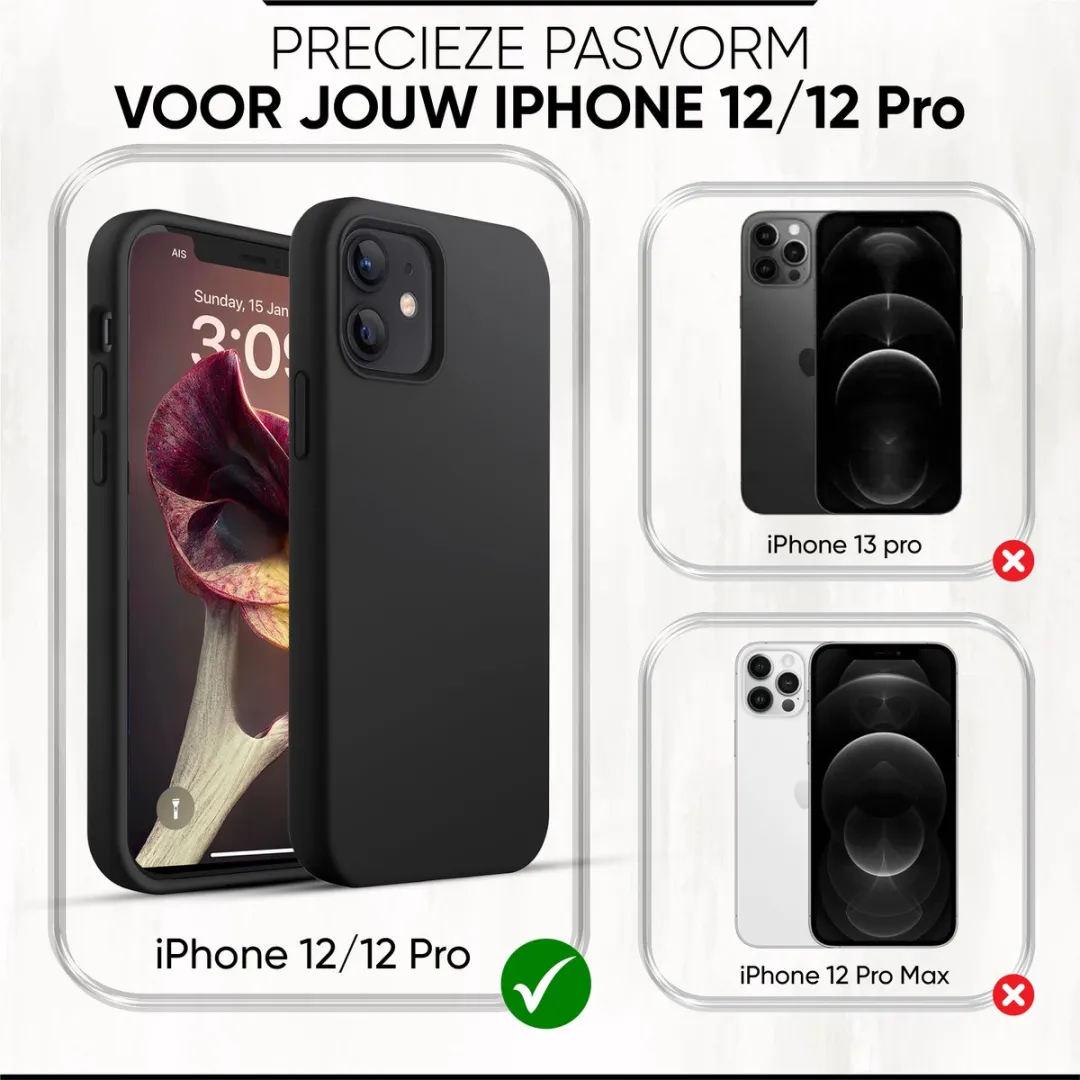 NUVEX iPhone 12/12 Pro Hoesje Zwart - Met Screenprotector