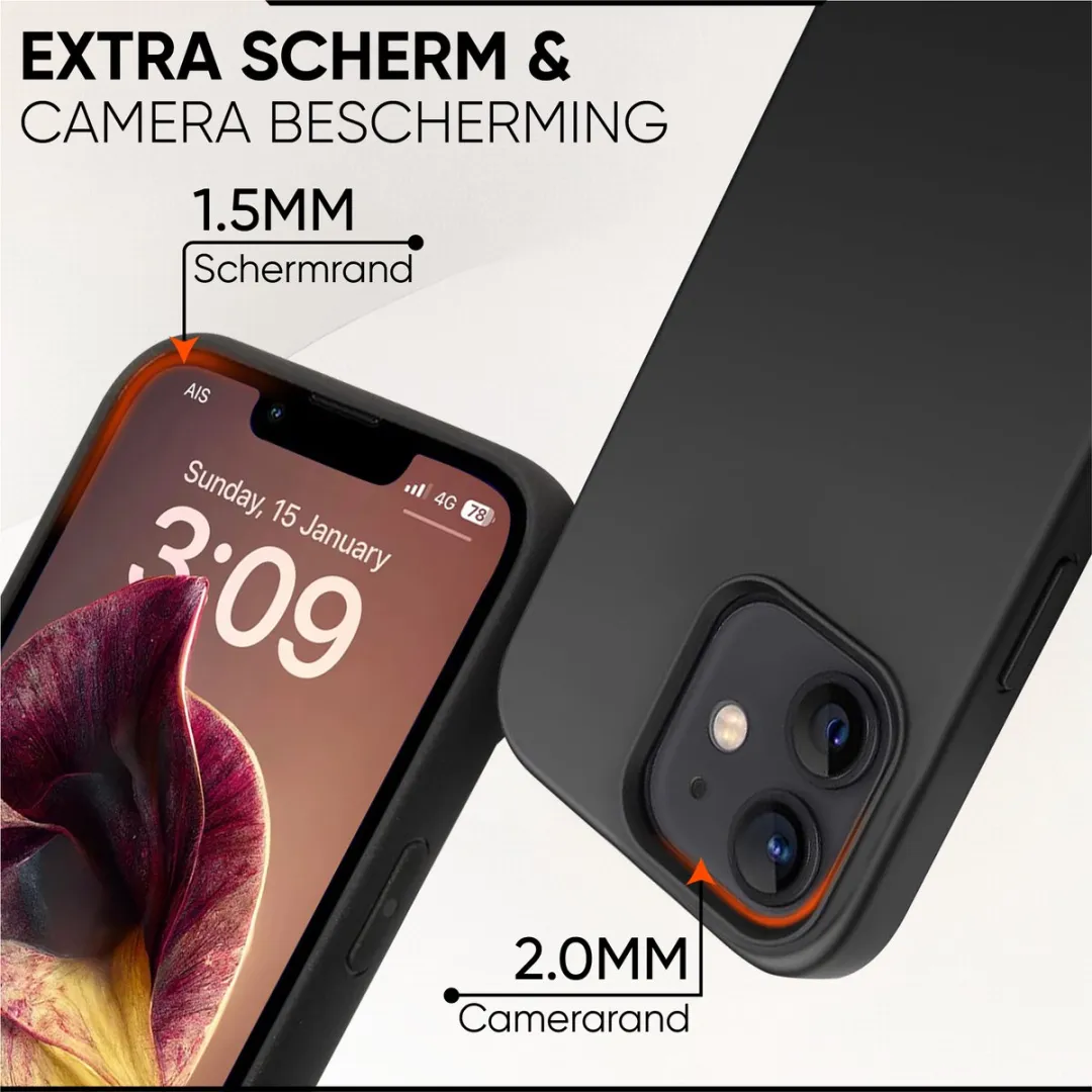 NUVEX iPhone 12/12 Pro Hoesje Zwart - Met Screenprotector