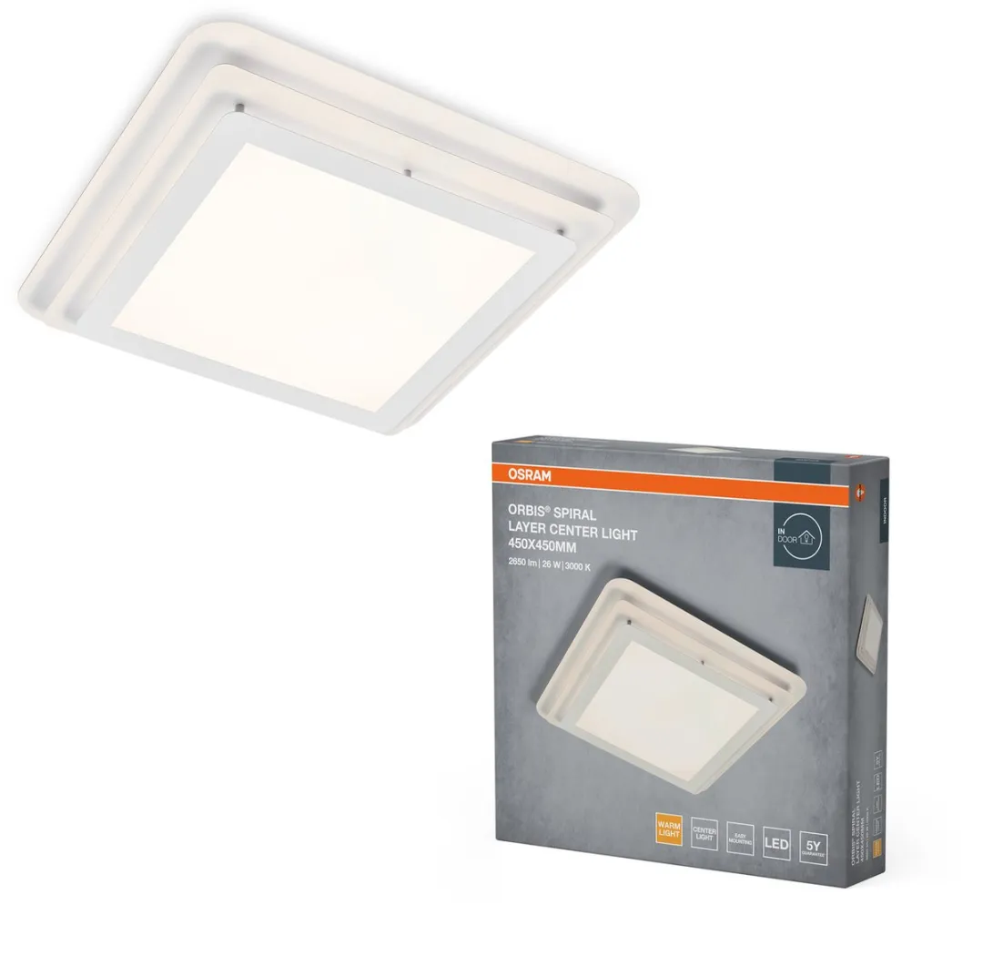 Osram Orbis Spiral Layer Square LED Plafondlamp 26W - 3000lm - Wit