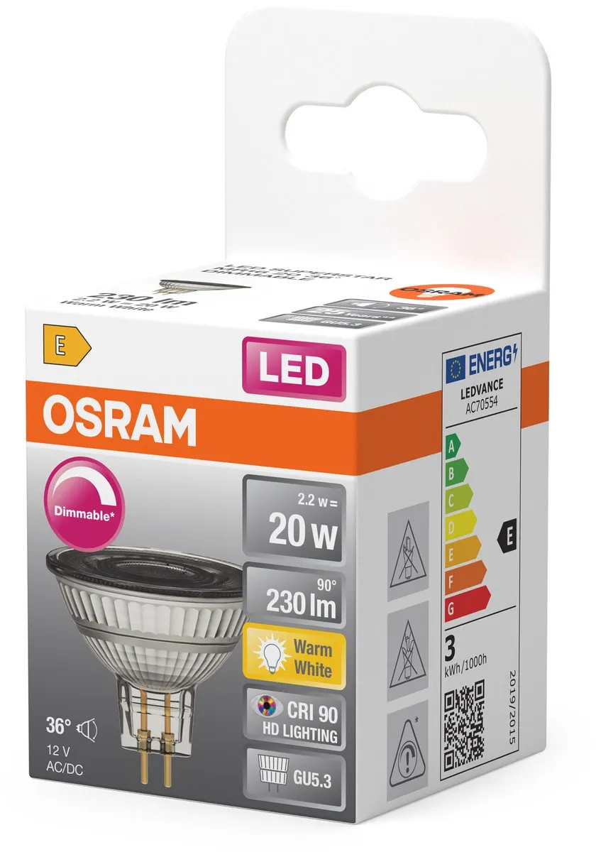 Osram LED Spot Reflector Superstar MR16 2.2W - 2700K Warm Wit - 36°
