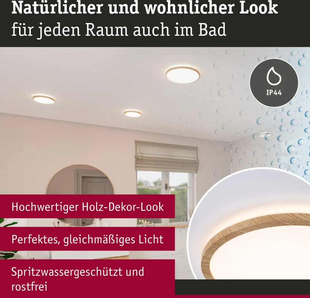 Paulmann Atria Shine LED-paneel 22W 2300lm 3000K - Houtlook - afbeelding 6 van 6