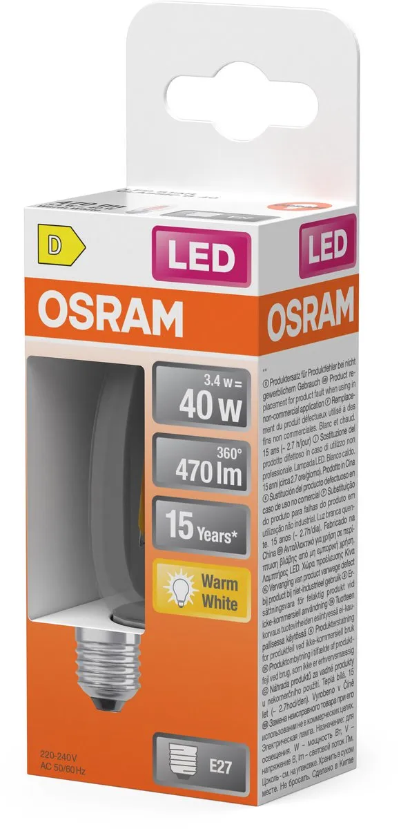 Osram LED-lamp Ster Kaarsvorm B40 Filament 3,4W - 470lm - E27