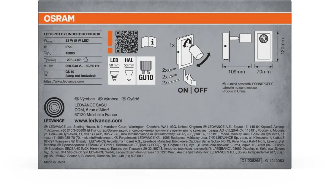 Osram LED Spot Cylinder Duo GU10 - Geborsteld nikkel/chroom