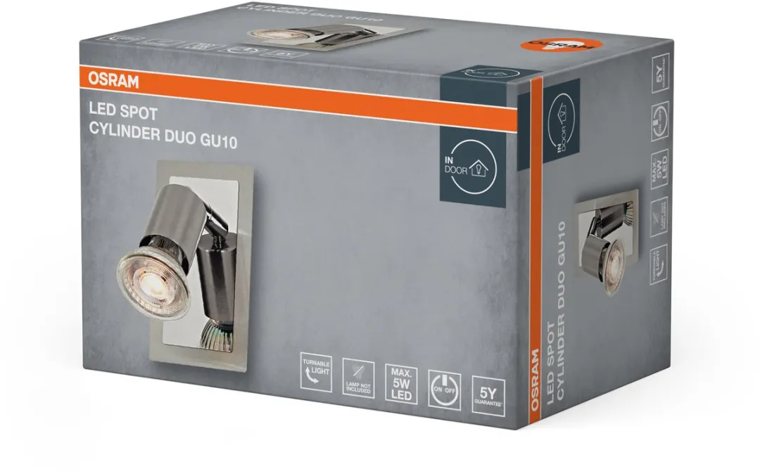 Osram LED Spot Cylinder Duo GU10 - Geborsteld nikkel/chroom