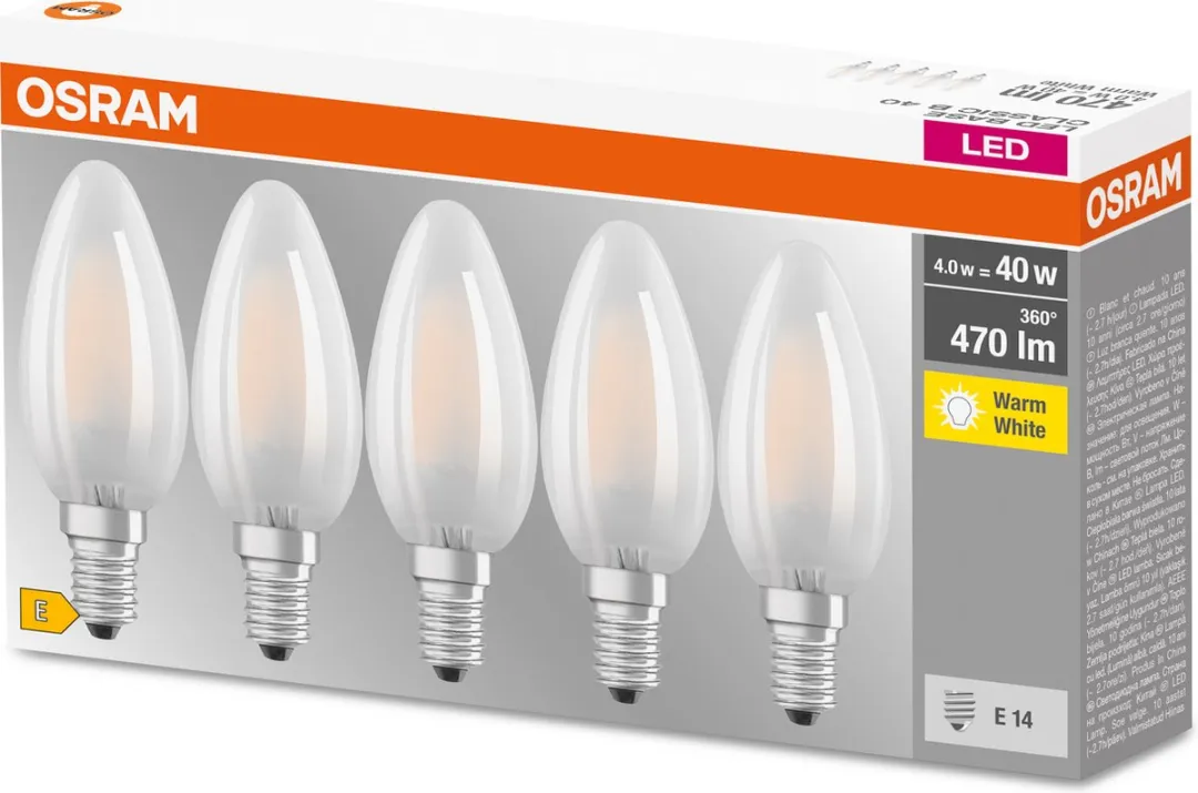 Osram LED Kaarslamp E14 4W Warmwit - 5 Stuks