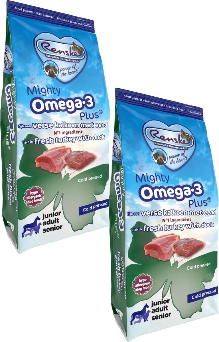 Renske Mighty Omega Plus Adult Kalkoen & Eend Hondenvoer